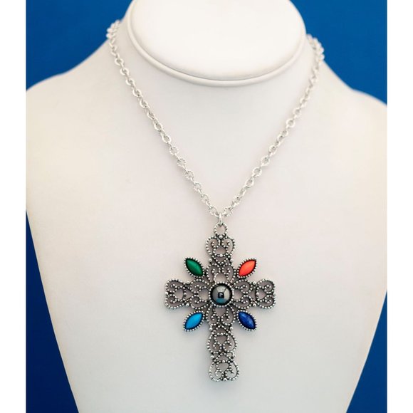 Vintage Gothic Multi-Stone Necklace by Avon 24 Inches - N24 - Picture 2 of 3